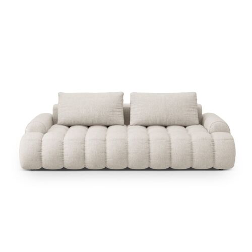 Canapé convertible 4 places avec coffre en tissu structurel beige