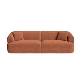 Canapé modulable 4 places en velours côtelé terracotta