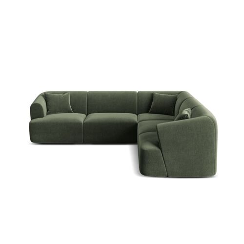 Canapé d'angle symétrique modulable 6 places en velours vert