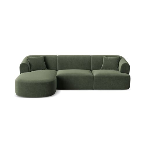 Canapé d'angle gauche modulable 4 places en velours vert