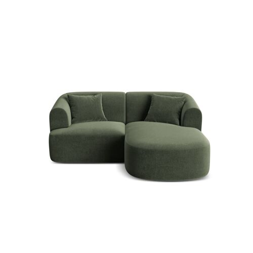 Canapé d'angle droit modulable 3 places en velours vert
