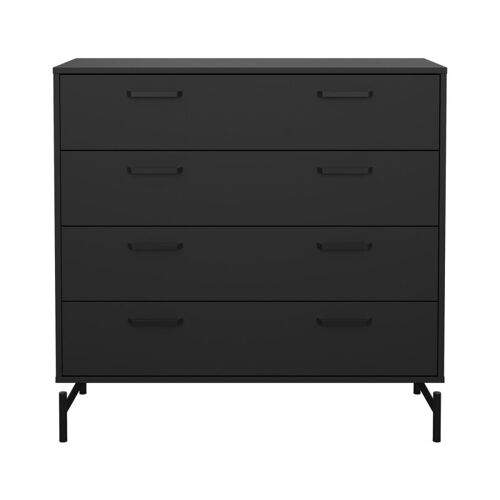 Commode 4 tiroirs noir mat avec piètement métallique H95,8 cm