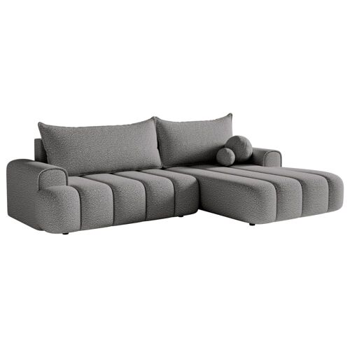 Canapé d'angle convertible côté droit en bouclé gris