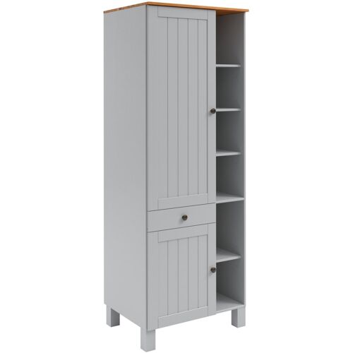 Meuble haut de cuisine avec 2 portes 1 tiroir et 6 niches en pin gris