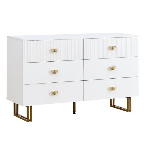 Commode blanche élégante avec poignées dorées