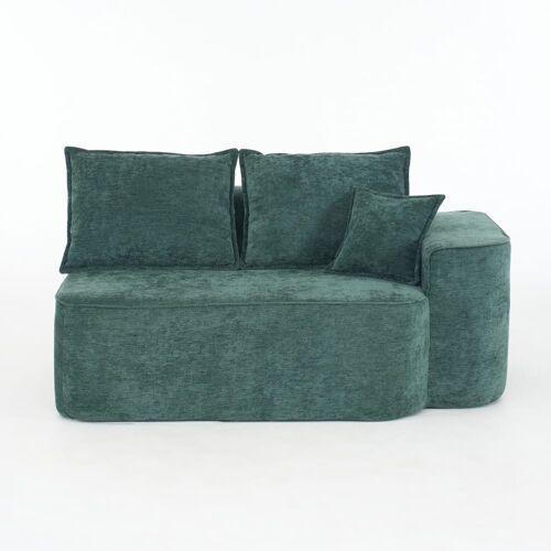 Fauteuil Lounge Modulable avec Accoudoir Droit en Tissu Vert
