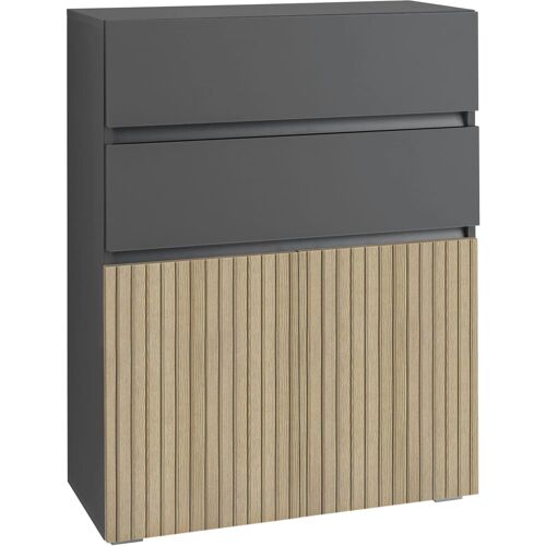 Meuble de salle de bain avec 2 portes et 2 tiroirs effet bois