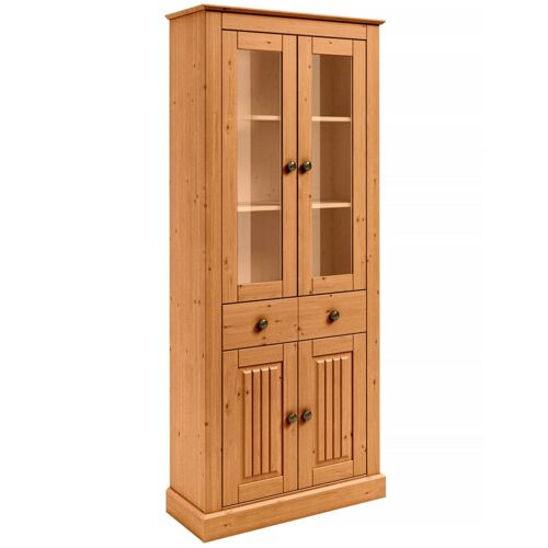 Vitrine avec 2 portes vitrées en pin naturel