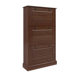 Coffre à  chaussures avec 3 portes battantes en pin marron
