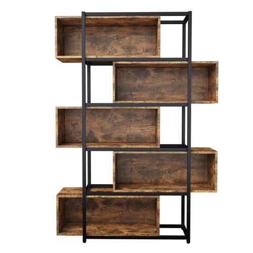 Bibliothèque à  5 niveaux effet grain de bois marron