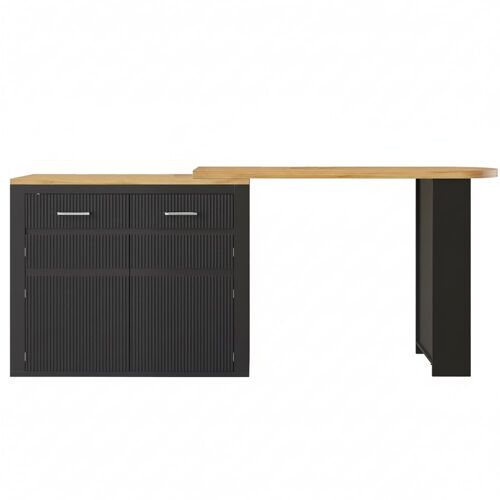 Table bar extensible noire avec rangement, style moderne