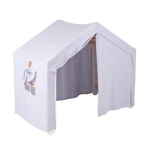 Grande Maison Avec Échelle Pliable Pour Enfants Blanc, Tente Gris-Bleu