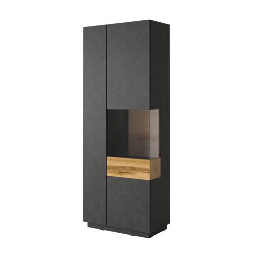 Vitrine 2 portes ouverture droite blanche effet béton