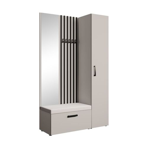 Dressing lamelles + armoire haute, cachemire+beige, 121x203
