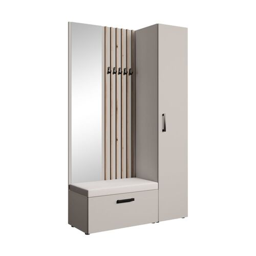 Dressing lamelles + armoire haute, cachemire+beige, 121x203