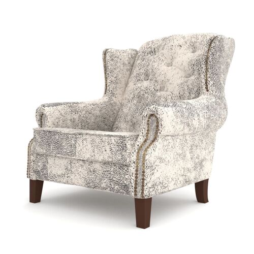 Fauteuil Chesterfield style vintage à oreilles en microfibre, blanc