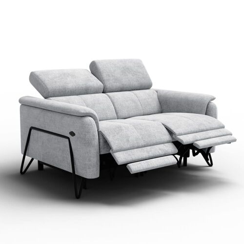 Canapé 2 places avec 2 Relax, tissu gris clair