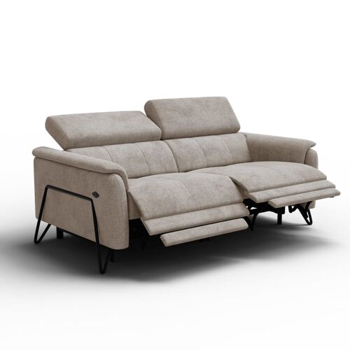 Canapé 3 places avec 2 Relax, tissu beige