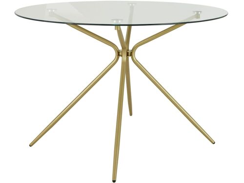 Table à  manger en verre et laiton 4 personnes D110