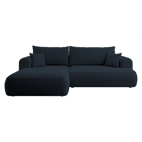 Canapé d'angle convertible 3 places en velours bleu marine