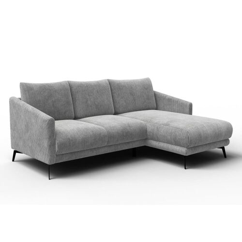 Canapé d'angle droit 3 places, tissu gris clair