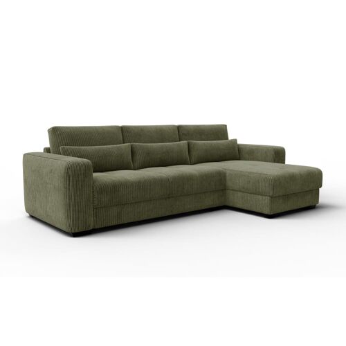 Canapé d'angle 4 places droit, vert olive