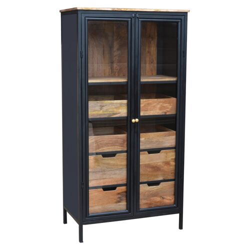 Armoire à  vin avec 2 portes vitrées en bois noir