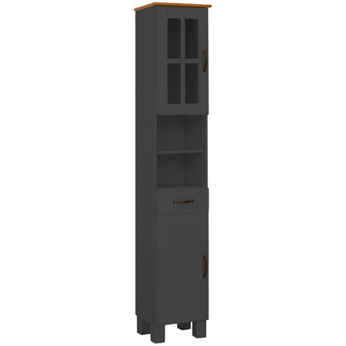 Meuble colonne de salle de bain avec 2 portes 1 tiroir anthracite