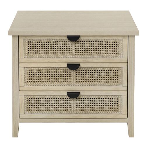 Buffet effet bois et rotin à  3 tiroirs 80x40x80cm