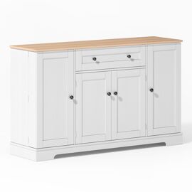 Buffet de cuisine blanc et effet bois 1 tiroir et 4 portes