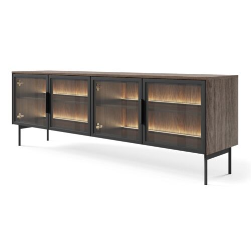 Meuble TV avec éclairage LED, aspect chêne foncé, 181 cm