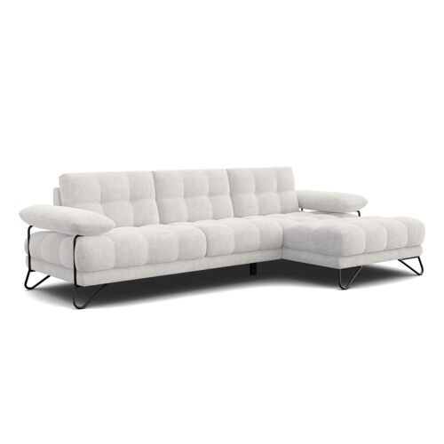 Canapé d'angle droit 4 places, tissu crème