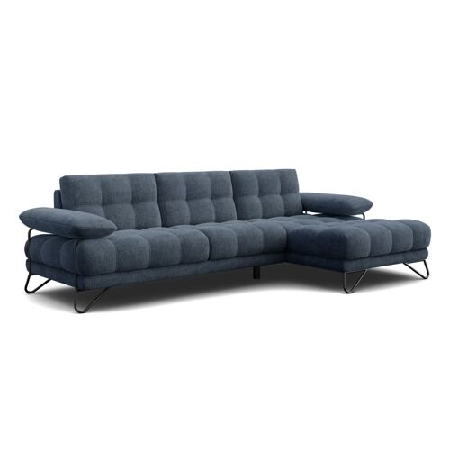 Canapé d'angle droit 4 places, tissu marine