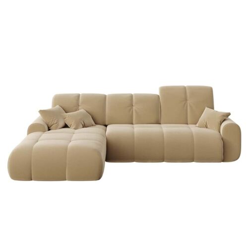Canapé d'angle gauche convertible beige foncé 4 places