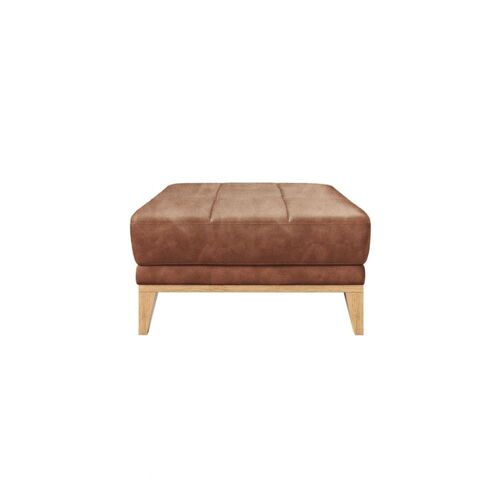 Pouf en cuir naturel cognac