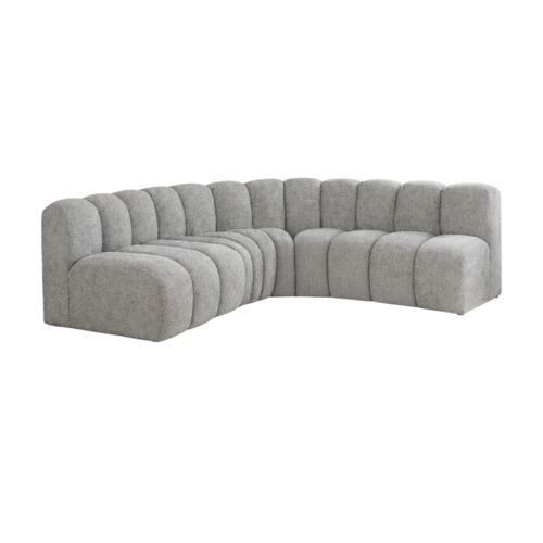 Canapé d'angle modulable arrondi gris 4 places - tissu texturé