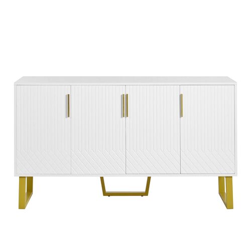 Buffet blanc laqué motifs géométriques pieds