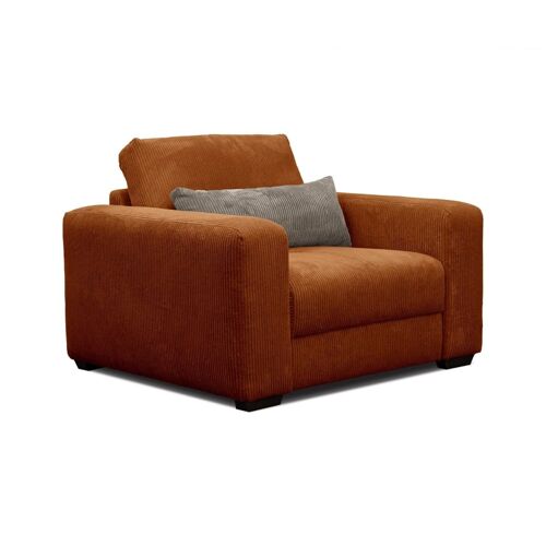 Fauteuil en velours côtelé orange