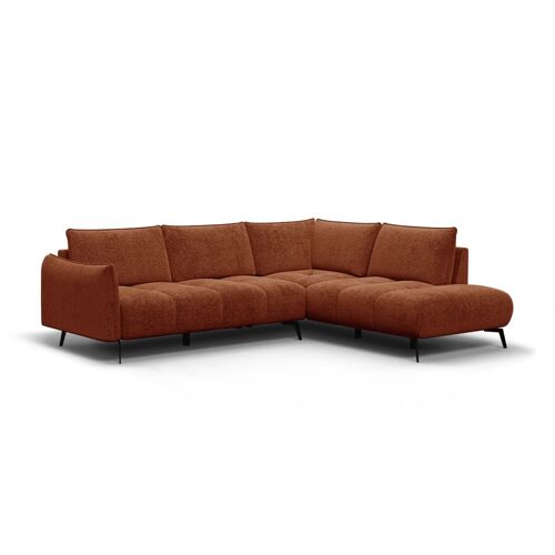 Canapé d'angle droit 5 places, tissu orange