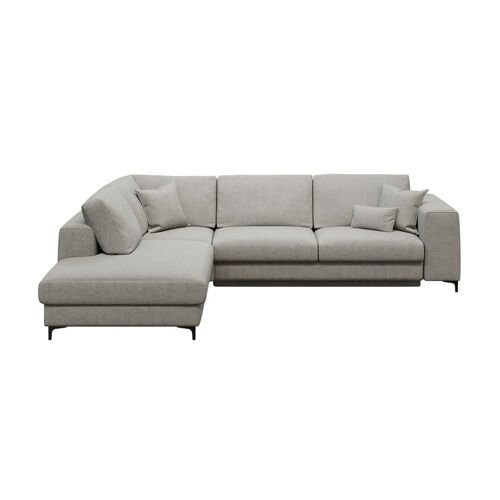 Canapé d'angle gauche convertible gris clair 4 places