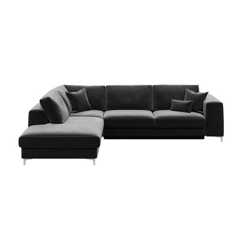 Canapé d'angle gauche convertible gris argenté 4 places