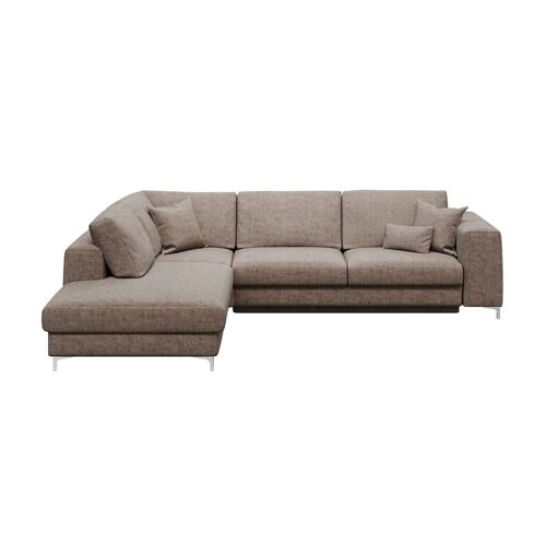 Canapé d'angle gauche convertible beige foncé 4 places