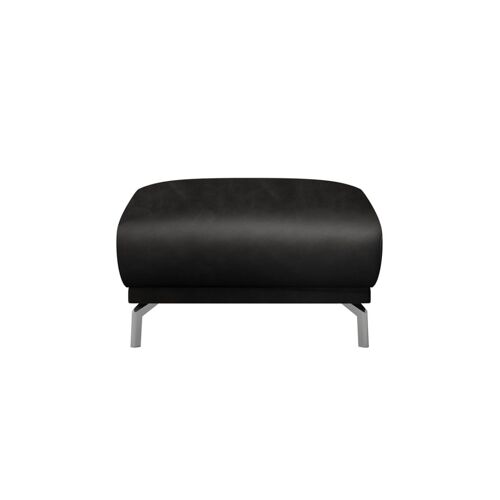 Pouf en cuir naturel noir