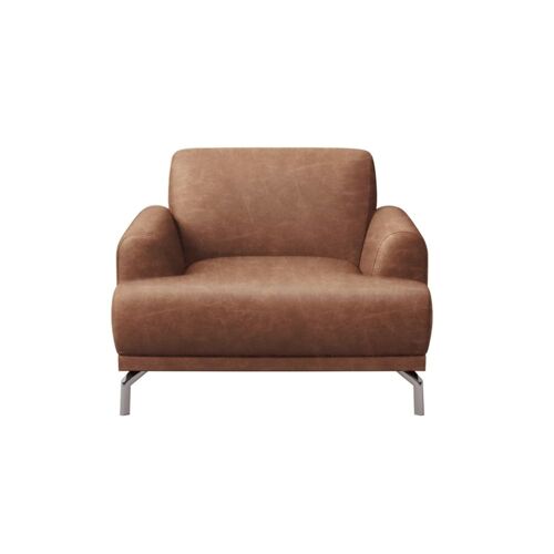 Fauteuil en cuir naturel cognac