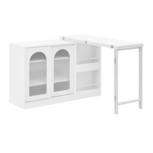 Buffet avec table retratable à  360° avec portes blanc
