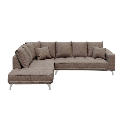 Canapé d'angle gauche beige foncé 4 places