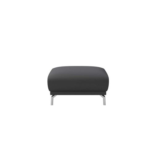 Pouf en cuir naturel gris ombré