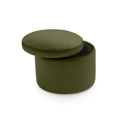Pouf conteneur rond fabriqué en Italie en velours vert 45x49 cm