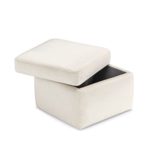 Pouf de rangement fabriqué en Italie en velours camel 55x45 cm