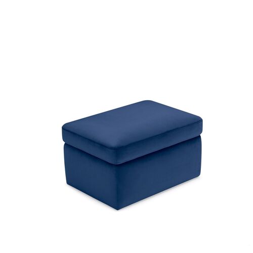 Pouf de rangement fabriqué en Italie en velours bleu 75x45 cm